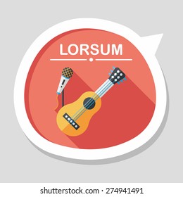 guitar flat icon with long shadow,eps10