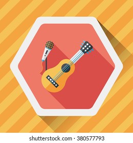 guitar flat icon with long shadow,eps10
