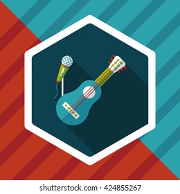 guitar flat icon with long shadow,eps10