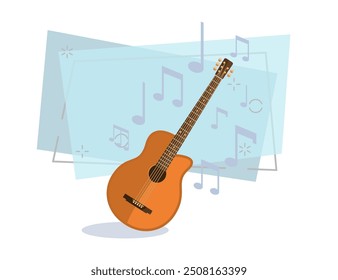 Guitar flat illustration. Acoustic music, folk, concert. Musical instruments concept. Vector illustration can be used for topics like music, leisure, hobby