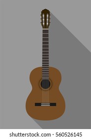 Guitar flat illustration, vector, realistic, Art, Rock, musical instrument, music