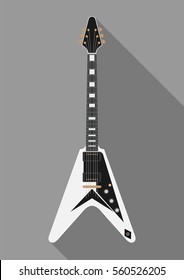 Guitar flat illustration, vector, realistic, Art, Rock, musical instrument, music