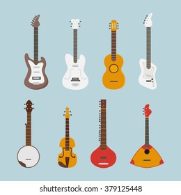 Guitar flat set. Vector icons.