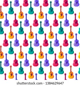 Guitar flat vector seamless pattern