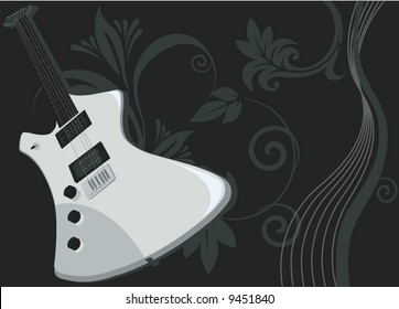a guitar in floral background	