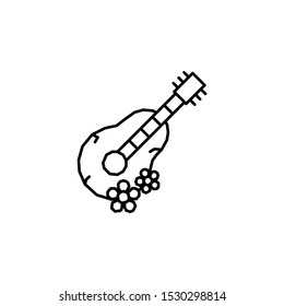 Guitar, flower, plant icon. Element of Dia de muertos icon