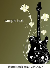 guitar with flowers