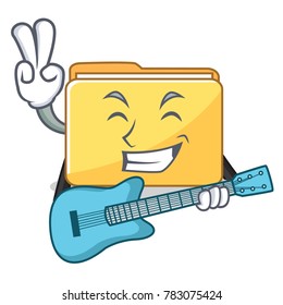 With guitar folder character cartoon style