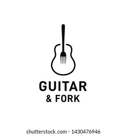 Guitar and fork music food logo design