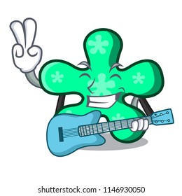 With guitar free form mascot cartoon