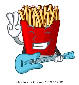 With guitar french fries wrapped in cartoon shapes