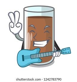 With guitar fresh chocolate splash on pouring mascot