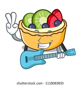 With guitar fruit tart mascot cartoon