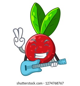 With guitar fruit yangmei in the cartoon fridge