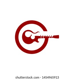 guitar and G letter logo design