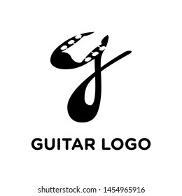 guitar and G letter logo design