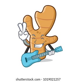 With guitar ginger mascot cartoon style