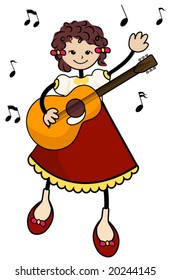 Guitar Girl - Vector