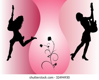 guitar girls - vector