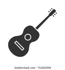 Guitar glyph icon. Silhouette symbol. Negative space. Vector isolated illustration