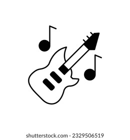 Guitar Glyph Vector Icon that can easily edit or modify

