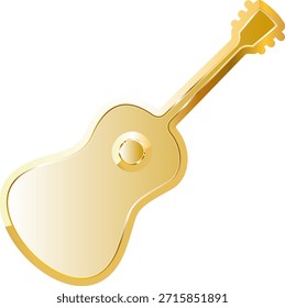 Guitar gold. Isolated on transparent background.