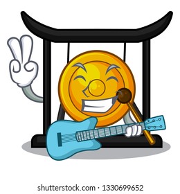 With guitar golden gong isolated with the mascot
