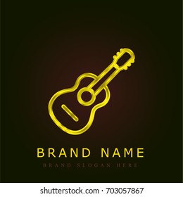 Guitar golden metallic logo