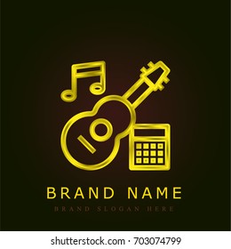 Guitar golden metallic logo