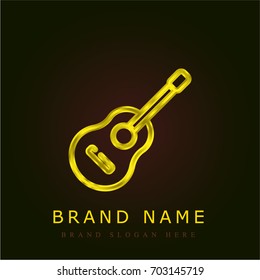 Guitar golden metallic logo