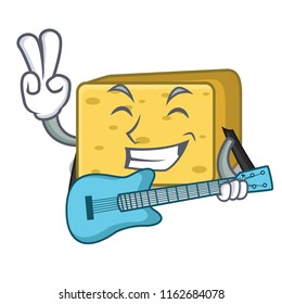 With guitar gouda cheese pieces cartoon