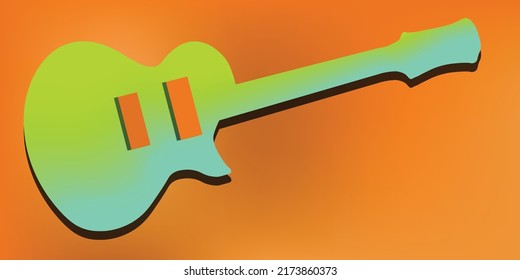 Guitar gradient with Abstract background in paper cut style. 3d color waves with subtle shadows. Vector illustration with layered curved line shapes.