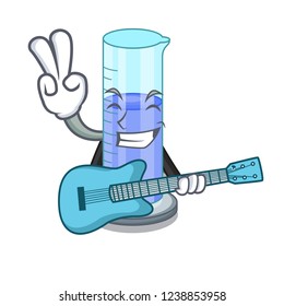 With guitar graduated shaped cylinder Isolated on cartoon
