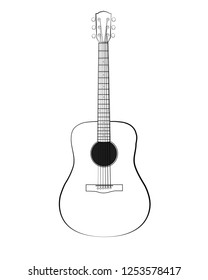 guitar, graphic drawing, vector