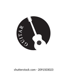 guitar graphic logo illustration with black circle commonly used for music studio logos, band groups, vocal groups, etc