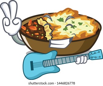 With guitar gratin in the a mascot shape
