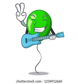 With guitar green ballon with cartoon ribbons beautiful