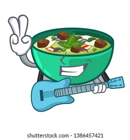 With guitar green curry in the character shape