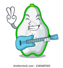 With guitar green papaya isolated in the mascot