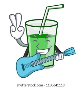 With guitar green smoothie mascot cartoon vector illustration