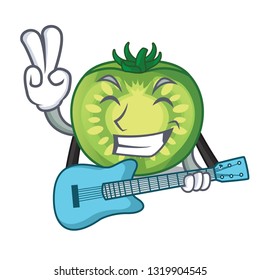 With guitar green tomato slices in cartoon shape