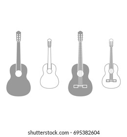 Guitar grey set icon .