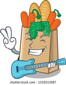 With guitar grocery bag isolated with the character