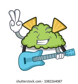 With guitar guacamole mascot cartoon style