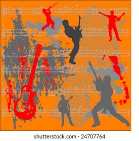 A guitar and guitarists vector
