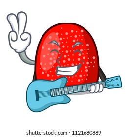 With guitar gumdrop mascot cartoon style