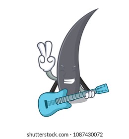 With guitar hair mascot cartoon style