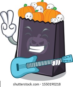 With guitar halloween bag in the a cartoon