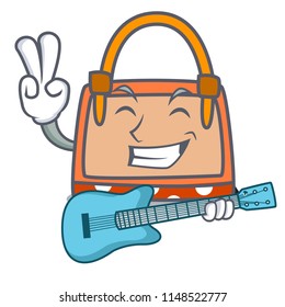 With guitar hand bag mascot cartoon