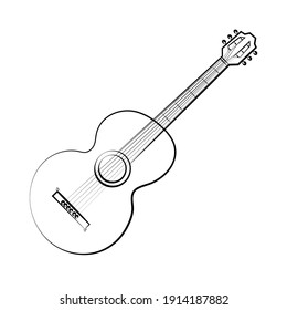 guitar hand draw icon isolated on white background. Vector